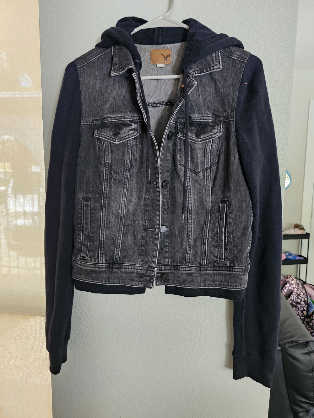 American Eagle Black Washed Denim Jacket